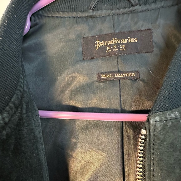 Biker leather suede jacket green - Picture 3 of 9